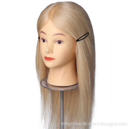 Hairdressing practice training head mannequin of natural hair